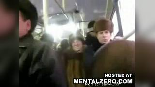 Девки чморят извращенца в автобусе.
